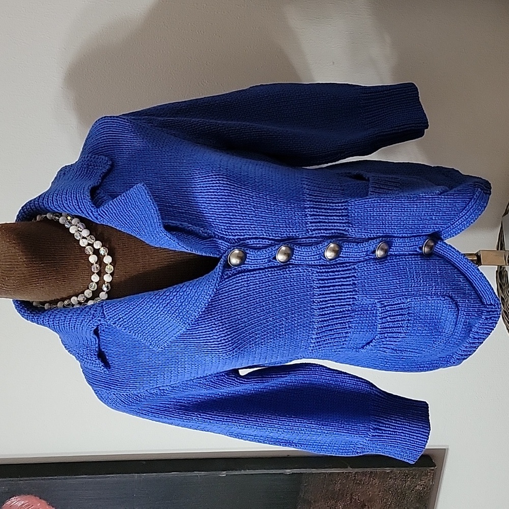 ISDA&CO Cobalt Blue Knit 100% Cotton Cardigan MED